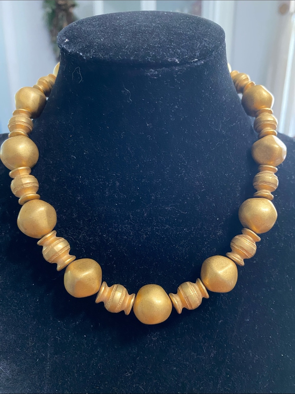 Anne Klein Gold Matte Beaded Necklace